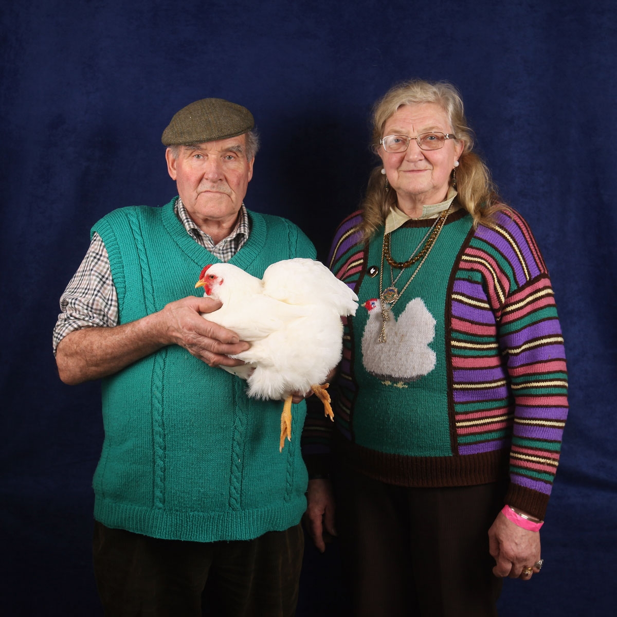 Allan and Dinah Procter, from Preston, show their 20 month old White Wyandotte Bantam hen which won a 1st prize in its breed at the Poultry Club's 2011 National Show on