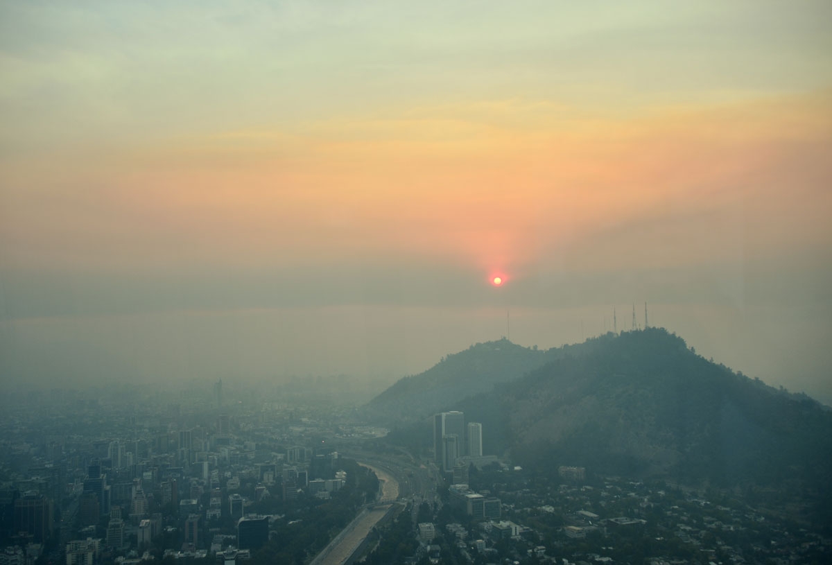 View of Santiago blanketed by smoke caused by forest fires on January 20, 2017 2017.