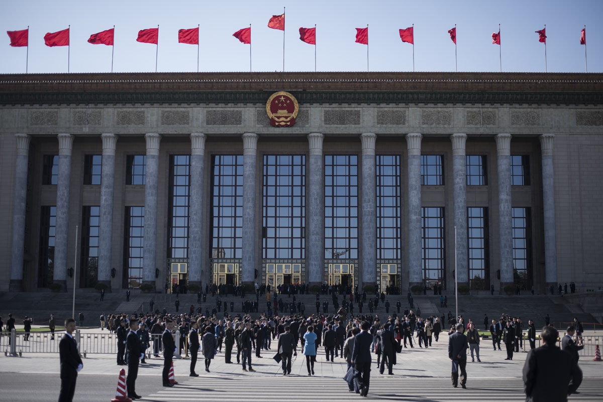 Delegates arrive at the Chinese People's Political Consultative Conference plenary session at the Great Hall of the People in Beijing on March 9, 2017. More than 3000 delegates from across China are attending the annual meeting of the country's rubber-sta