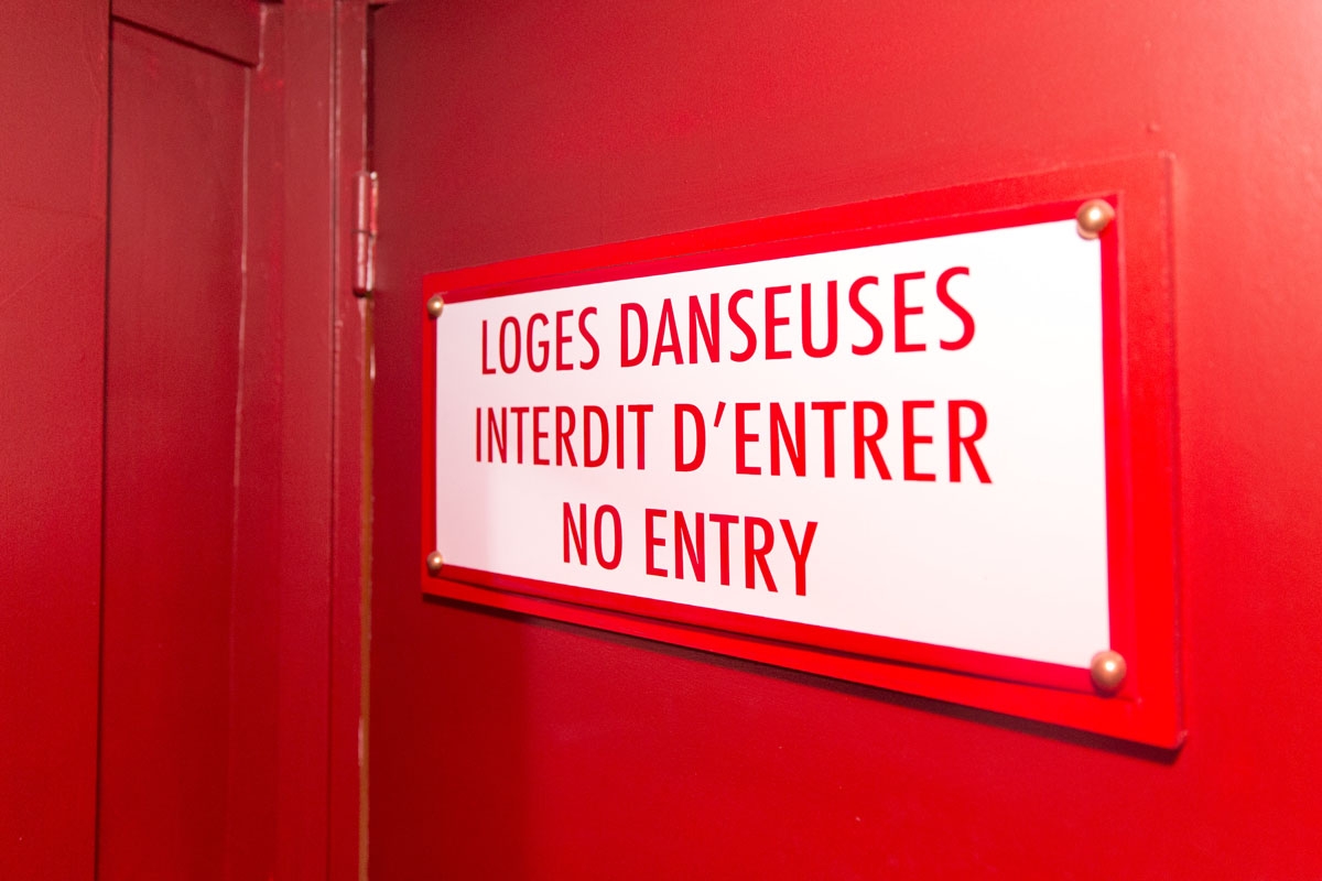 A picture shows the entrance of the backstage of the Parisian cabaret Crazy Horse on September 16, 2017 in Paris.