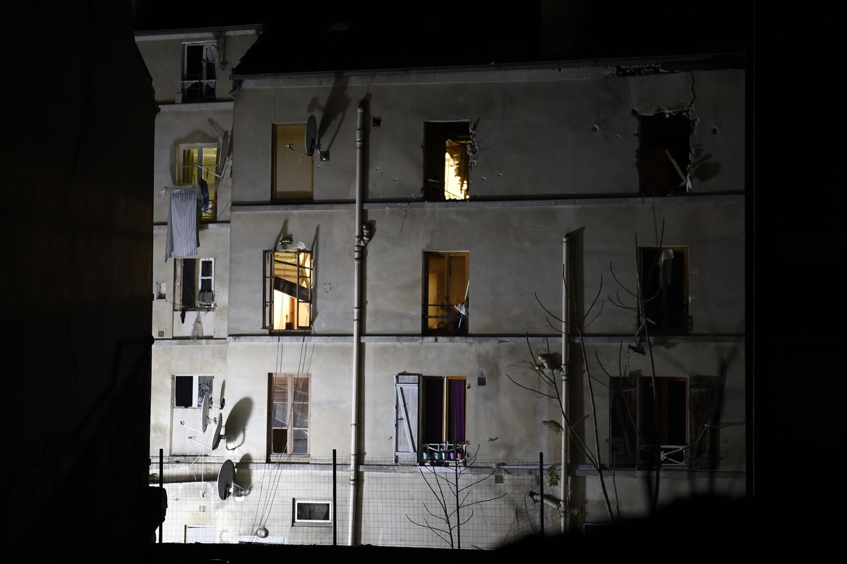 Picture taken of the building in the northern Paris suburb of Saint-Denis, on November 18, 2015, where French Police special forces raided an apartment, hunting those behind the attacks that claimed 129 lives in the French capital five days ago
