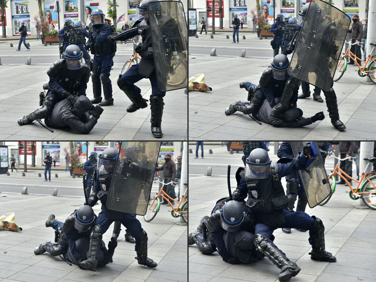 Interpellation pendant la manifestation contre la loi Travail du 28 avril 2016 à Nantes Interpellation pendant la manifestation contre la loi Travail du 28 avril 2016 à Nantes