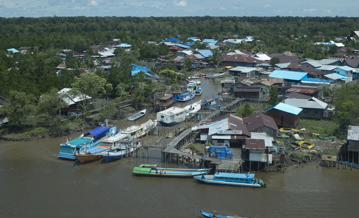 An aerial view of Agats, the capital of Asmat district in Indonesia's easternmost Papua province, on January 25, 2018.