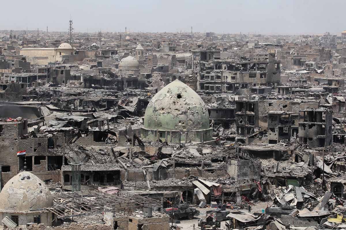 A picture taken on July 9, 2017, shows a general view of the destruction in Mosul's Old City.