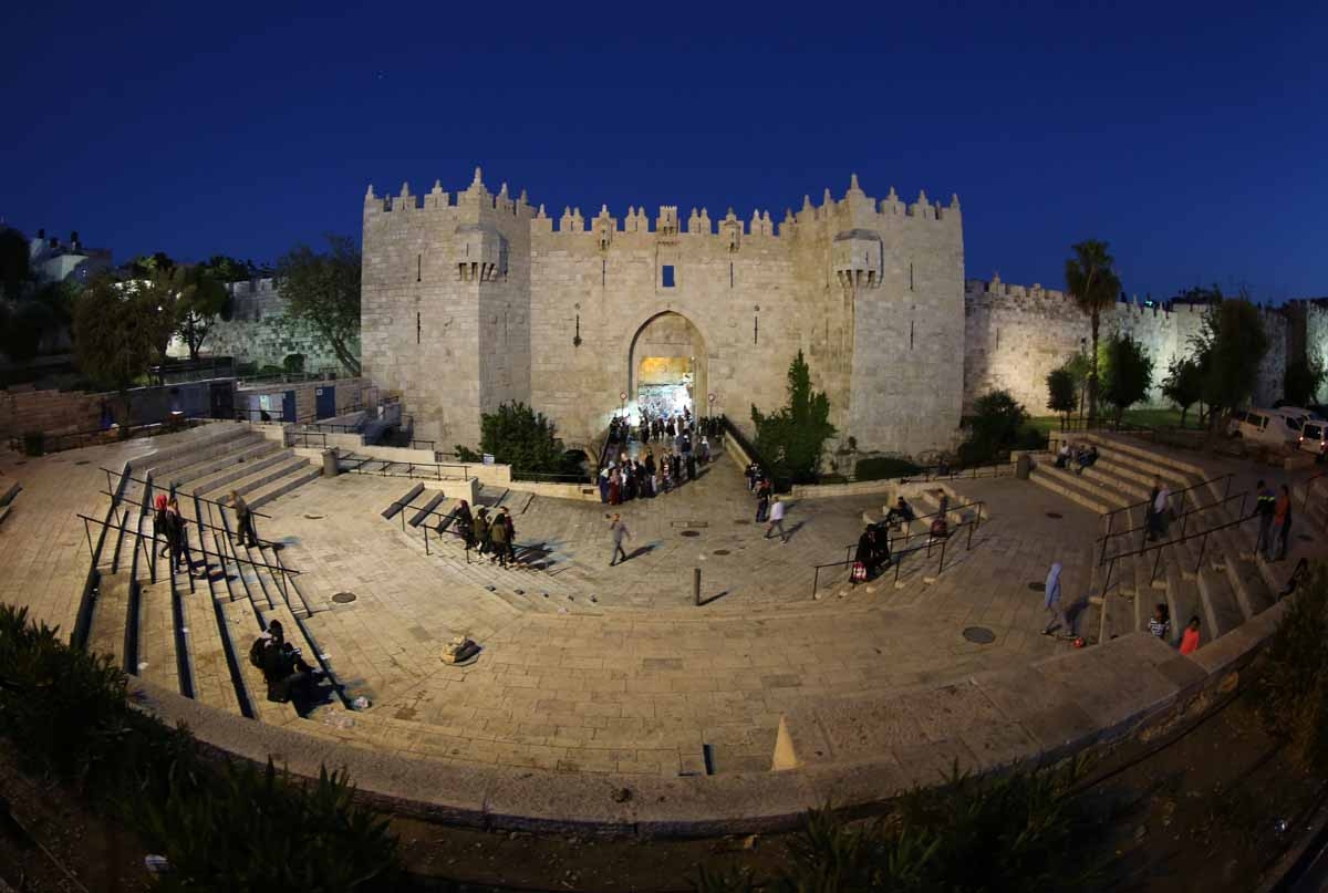 The Damascus gate leading into the Muslim quarter of Jerusalem's Old City, April, 2017.
