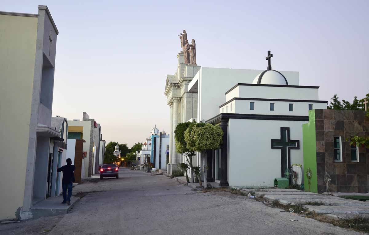 View of elaborate tombs in the Jardines del Humaya cemetery in Culiacan, Sinaloa state in northwest Mexico, on December 7, 2016. View of elaborate tombs in the Jardines del Humaya cemetery in Culiacan, Sinaloa state in northwest Mexico, on December 7, 2016.