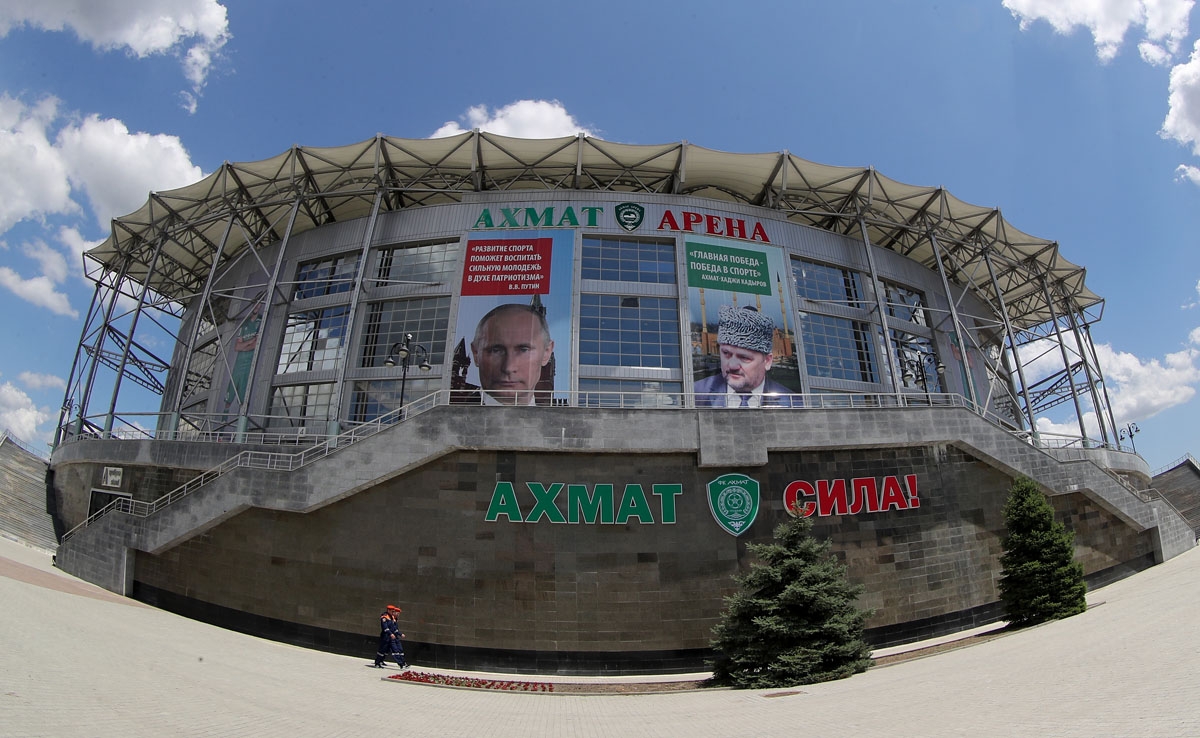 A general view of the Akhmat Arena stadium in Grozny on June 9, 2018, ahead of the Russia 2018 World Cup. Egypt's national football team will use the venue as their base camp training site. / AFP PHOTO / KARIM JAAFAR
