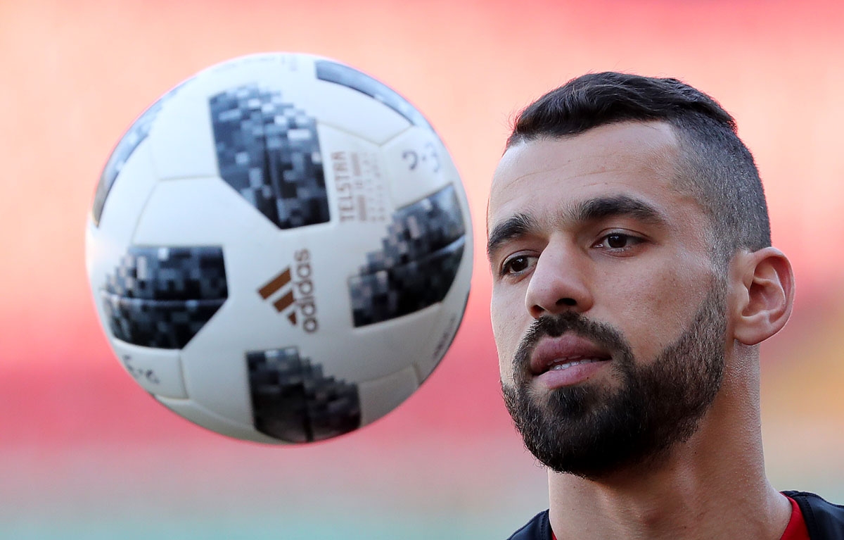 Egypt's forward Abdallah Saied attends a training session at the Akhmat Arena stadium in Grozny, on June 22, 2018 during the Russia 2018 World Cup football tournament.
