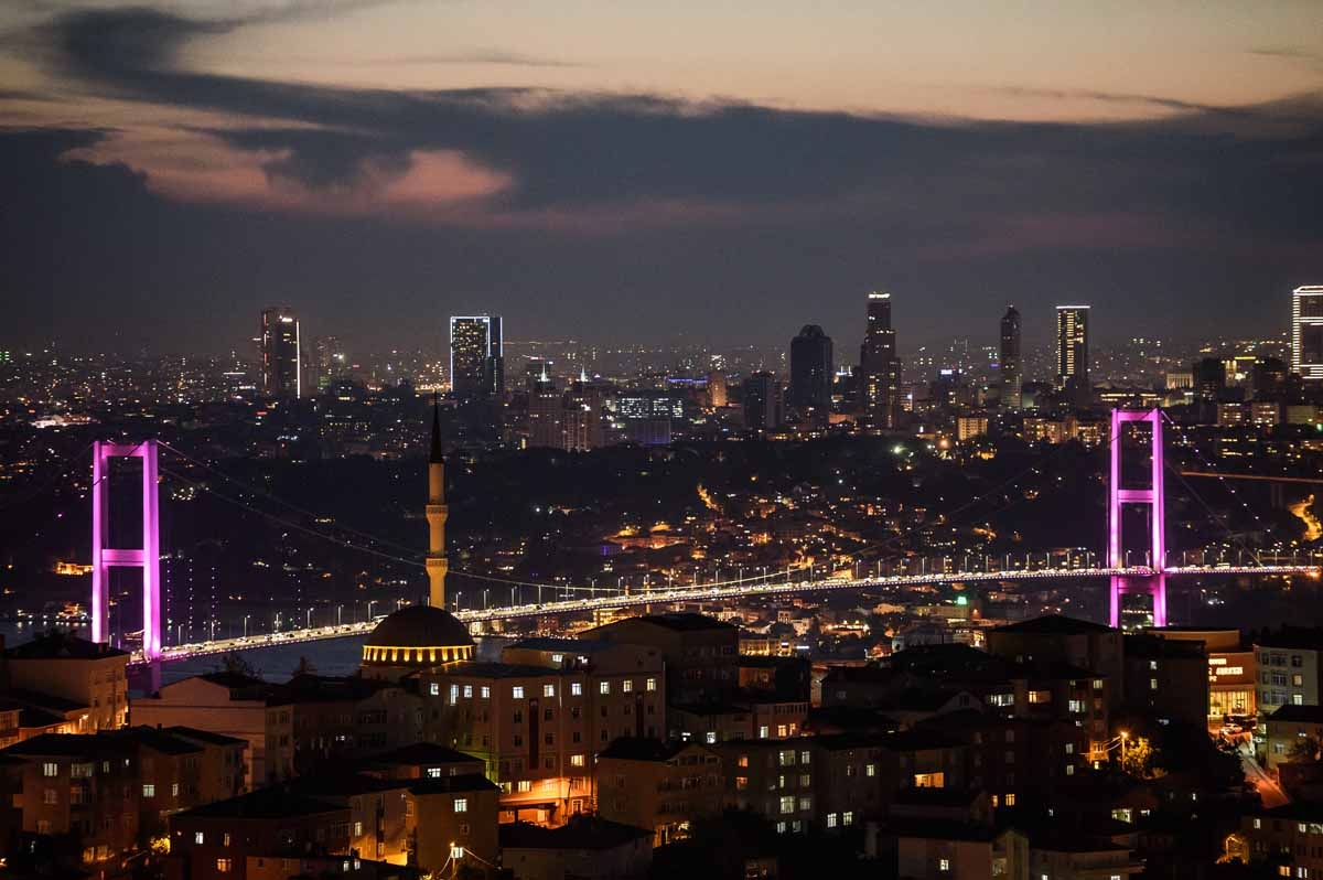 A picture taken on July 1,2016 shows a general view of the Bosphorus Bridge and the European side of Istanbul.