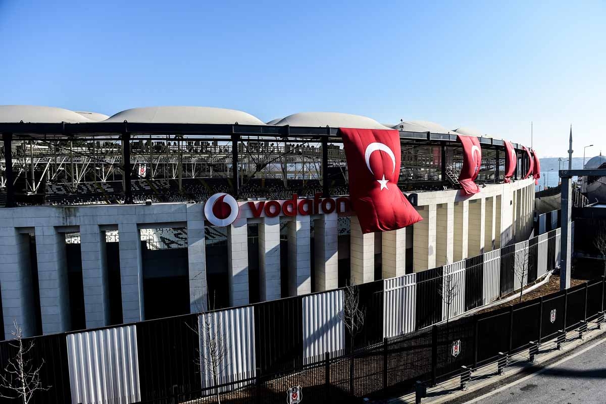 Turkish flags decorate the Vodafone Arena football stadium in Istanbul on December 11, 2016, a day after twin bombings near the home stadium of Besiktas football club. Turkish flags decorate the Vodafone Arena football stadium in Istanbul on December 11, 2016, a day after twin bombings near the home stadium of Besiktas football club.