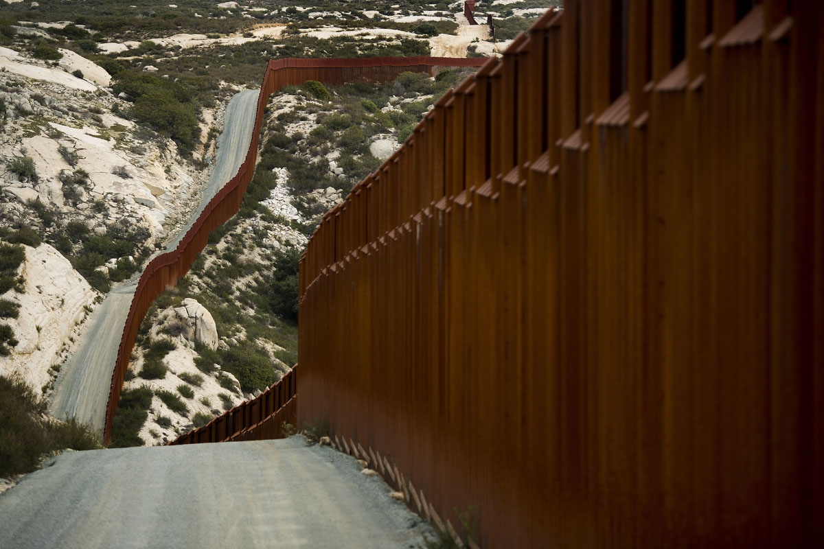 A section of the border fence on the US/Mexico border in Tecate, California on February 14, 2017.