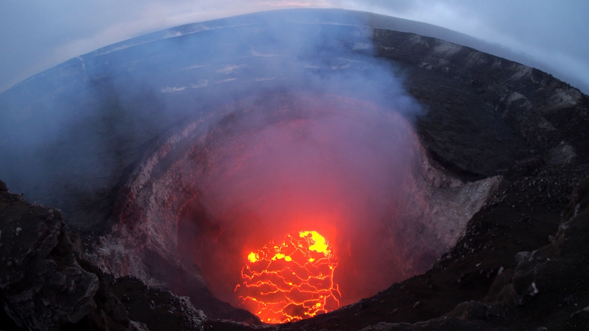 The Kilauea summit lava lake on the evening of May 6, 2018.