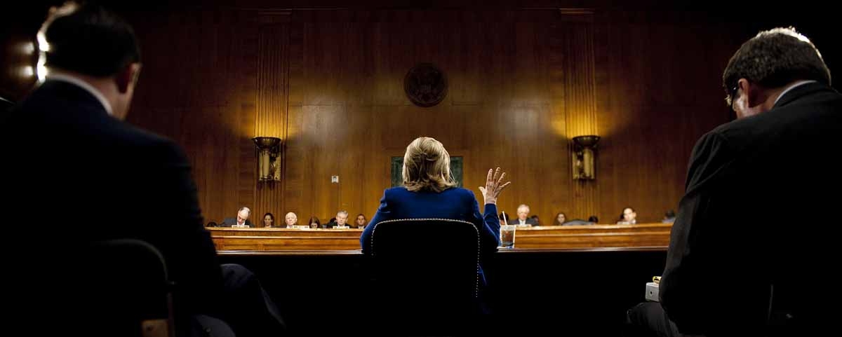 US Secretary of State Hillary Clinton (C) testifies before the Senate Foreign Relations Committee on Evaluating Goals and Progress in Afghanistan and Pakistan on Capitol Hill in Washington, DC, June 23, 2011.