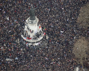 La place de la République à Paris pendant la manifestation du 11 janvier 2015